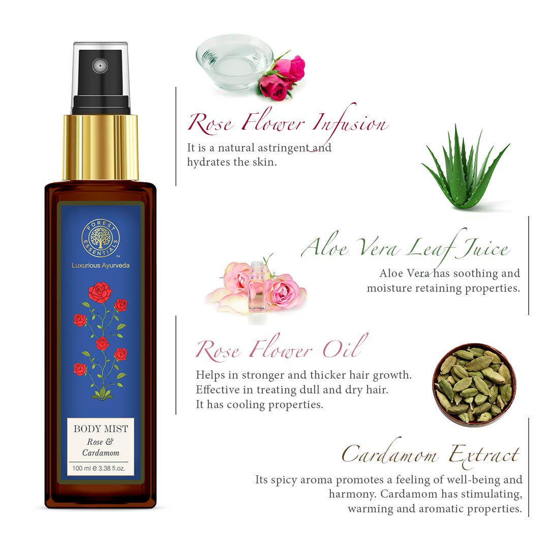 Forest Essentials Rose and Cardamom Body Mist, 100ml Beauty & Personal Care Forest Essentials