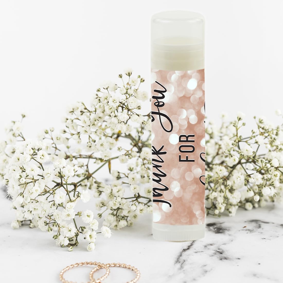 Andaz Press Bridal Shower Bachelorette Party Lip Balm Party Favors, Faux Rose Gold Glitter Shimmer, Thank You for Celebrating With Us, Bridesmaid Lip Beauty & Personal Care Andaz Press