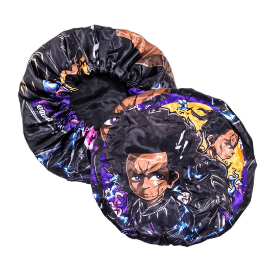 Anime Bonnet with Elastic Soft Band Adjustable Women and Men Silky Bonnets for Sleeping Comfortable Satin Fabric, Dark Huey Beauty and Personal Care FOR KINGS. BY KINGS CROWN LMTD SUPPLY