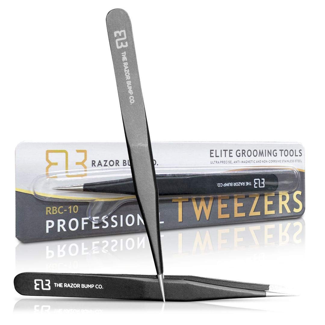 Tweezers For Ingrown Hair By The Razor Bump Co. - Sharp, Stainless Steel, Surgical - Professional Tweezers For Women and Men - Precision Splinter Beauty and Personal Care TRBC