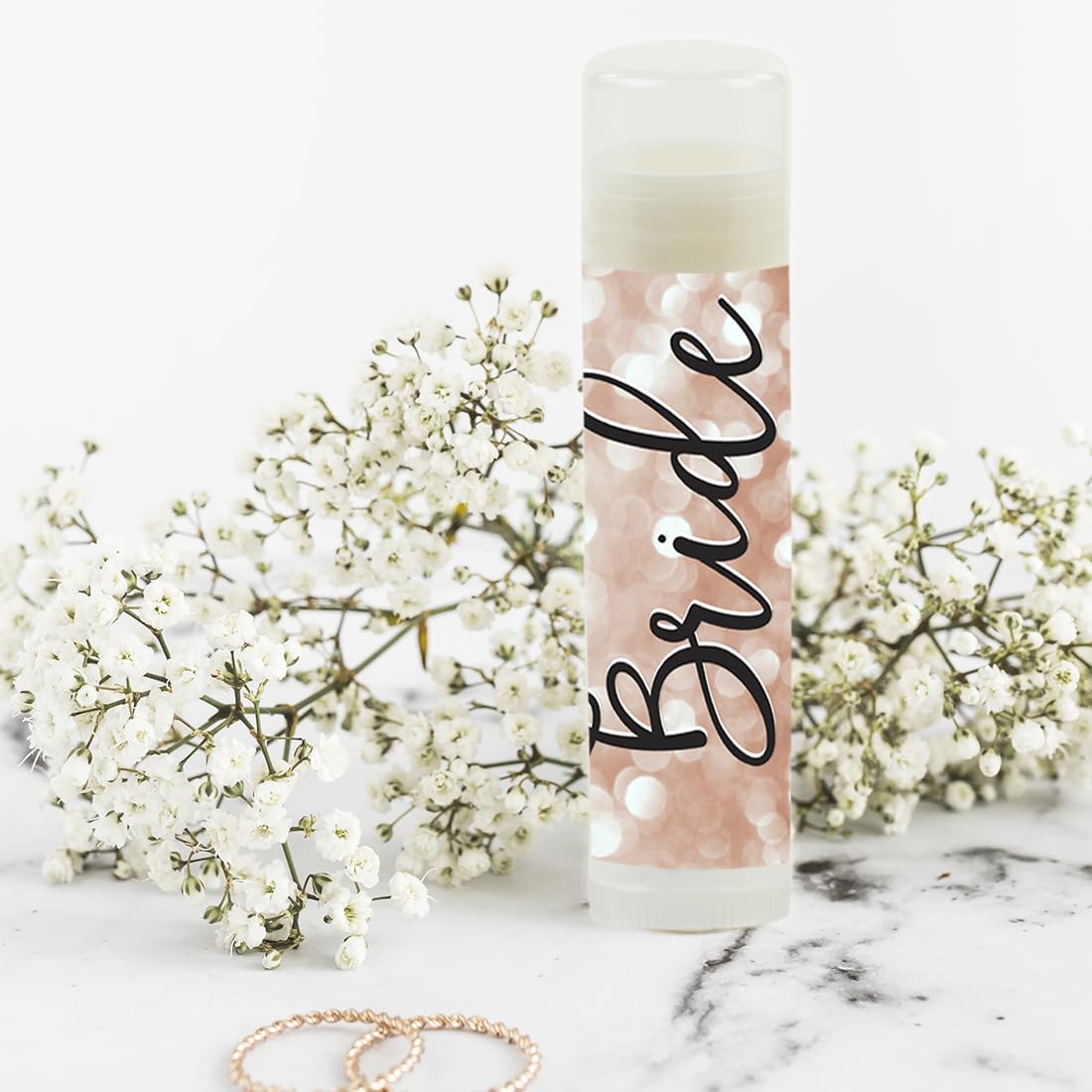 Andaz Press Bridal Shower Bachelorette Party Lip Balm Party Favors Faux Rose Gold Glitter Shimmer, Bride Tribe, Bridesmaid Lip Gloss 12-Pack Bride Beauty & Personal Care Andaz Press