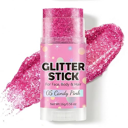 4th of July Patriotic Body Glitter Stick, Red White Blue Face Glitter Stick Makeup for Womens Body Hair Face Fourth Outfit Party Festival Football Beauty & Personal Care SundownAura