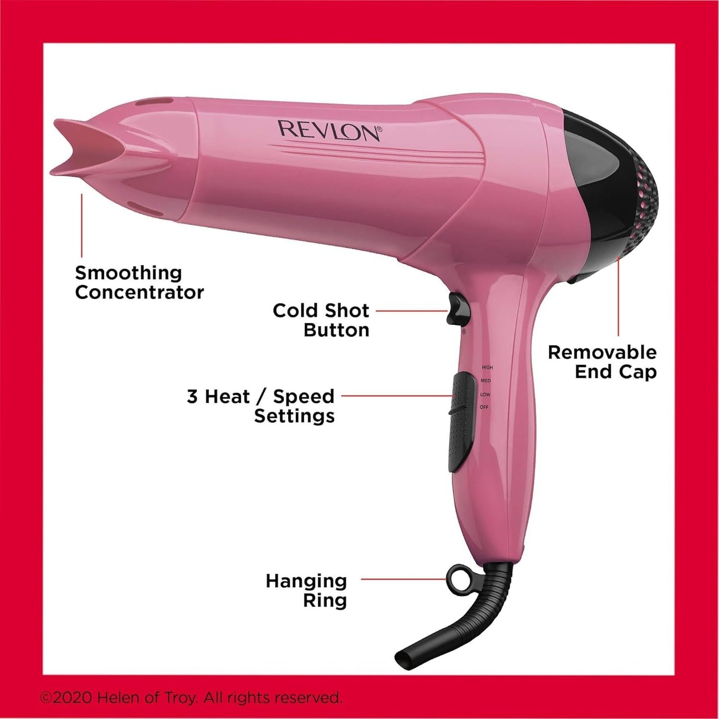 Revlon 1875W Lightweight Hair Dryer | For Easy Smooth Styling (Pink) Beauty & Personal Care REVLON
