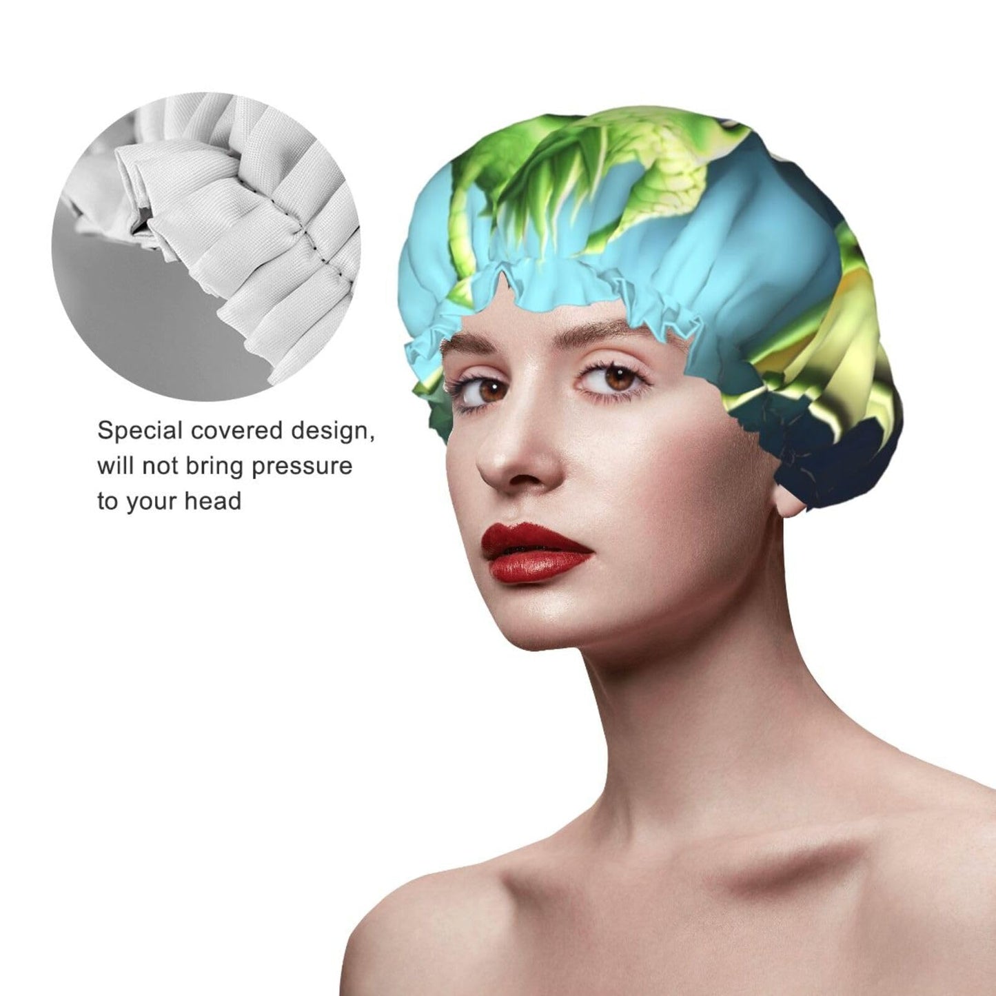 Dragon cute Shower Cap for Women Men Large Reusable Shower Bonnet Double-Layer Waterproof Bath Caps Elastic Band Hair Hat for All Hairstyles Beauty and Personal Care BWLHJKE