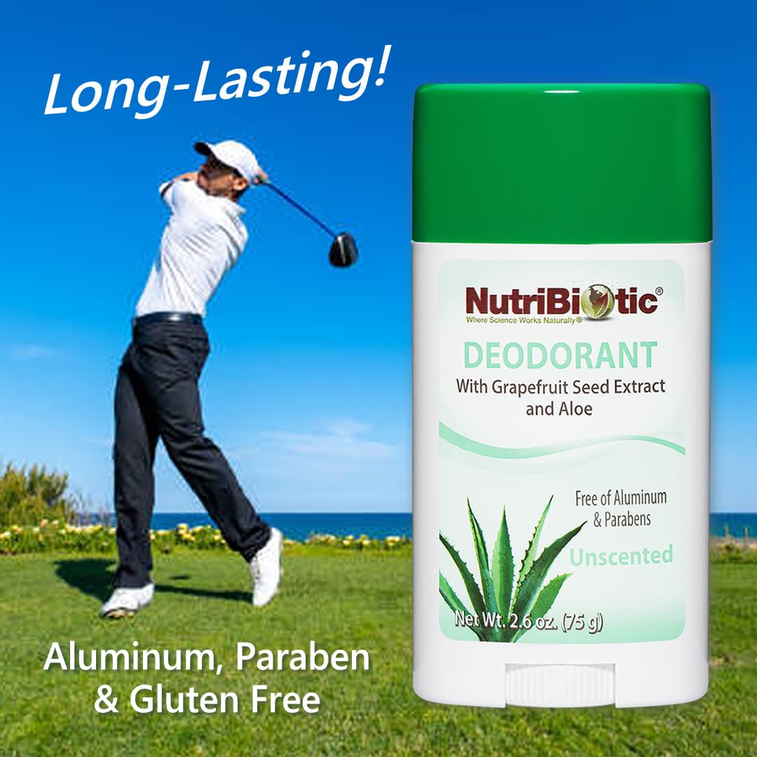 NutriBiotic Unscented Deodorant with GSE, 2.6 Ounce Stick | with Witch Hazel, Grapefruit Seed Extract & Aloe | Vegan & Free of Aluminum, Paraben Beauty & Personal Care NutriBiotic