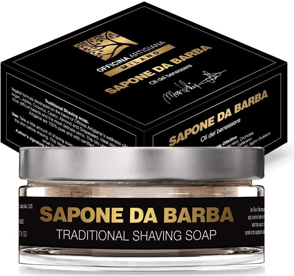 Officina Artigiana Milano Traditional/Original Shaving Soap 150 ml - Luxury Italian Artisan Wet Shaving Soap/Cream with 40% Wellness Oils & Shea Beauty and Personal Care The Goodfellas' smile