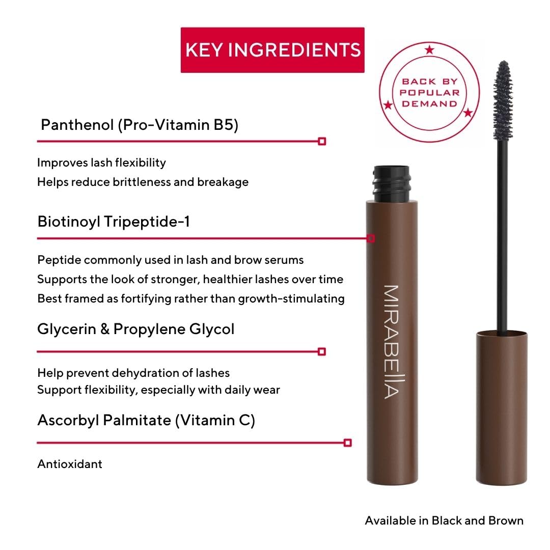 Mirabella Lash Luxe Legacy Mascara, Brown, Lengthening & Volumizing Buildable Mascara, Clump-Resistant Formula, 8 mL / 0.27 fl oz