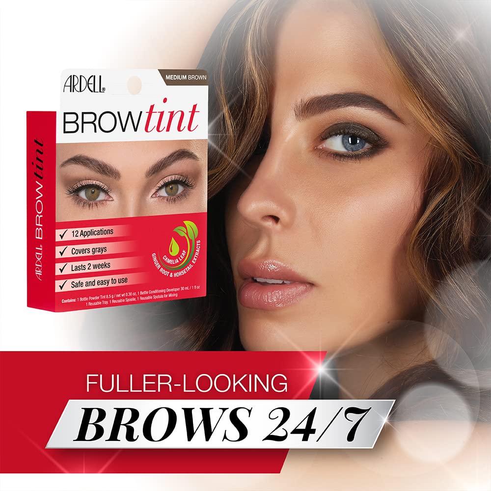 Ardell Brow Tint Kit Medium Brown - Eyebrow Tint, Long-Lasting Brow Color with Natural Extracts, Complete Eyebrow Tint Set, 1 Pack Beauty & Personal Care Ardell