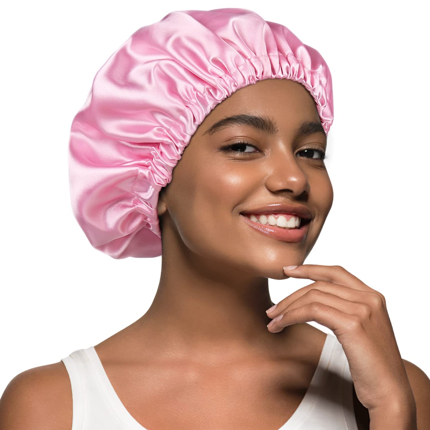 Night Cap Satin Beanie Silk Turban Curly Hair Wrap for Sleeping Pink Beauty and Personal Care Alnorm