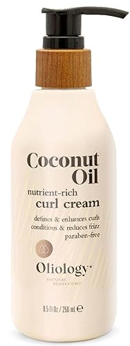 Oliology Coconut Oil Curl Cream - Defines & Enhances Curls & Waves | Botanically Infused | Conditions & Reduces Frizz | Made in USA, Cruelty Free Beauty & Personal Care Oliology