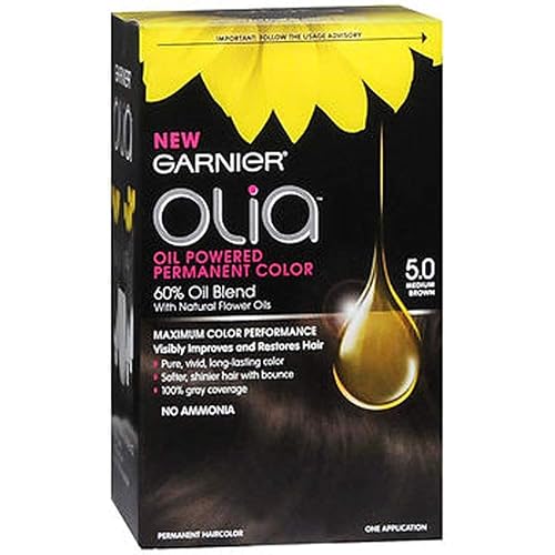 Garnier Olia Oil Powered Permanent Color, Medium Brown [5.0] 1 ea (Pack of 3) Beauty & Personal Care Garnier