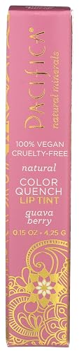 Pacifica Tinted Lip Balm - Color Quench Hydrating Flavored Pink Lip Balm - Guava Berry Flavor - Clear -w/Coconut Oil & Cocoa Butter Natural Clean Beauty & Personal Care Pacifica