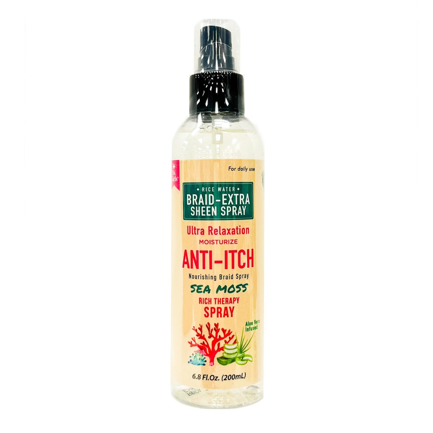 Dr.Girls Ultra Relaxation Anti-Itch Braid Extra Sheen Spray 6.8oz/ 200ml (Sea Moss & Aloe Vera) Beauty & Personal Care Dr.Girls