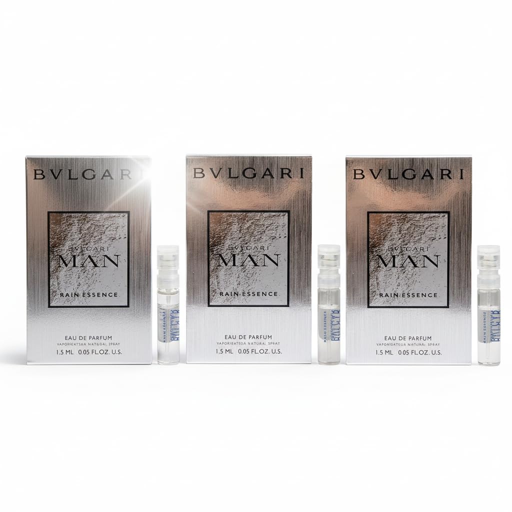 Bvlgari Man Rain Essence EDP Lot of 3 Mini Spray Sample Vials Each 0.05 fl oz/1.5 ml Each Beauty & Personal Care BVLGARI