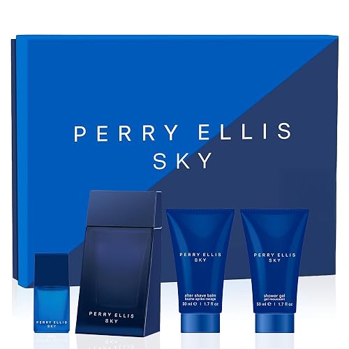 Perry Ellis Sky 4-Piece Men's Gift Set - 3.4 oz eau de toilette, 1.7 oz aftershave, 1.7 oz shower gel, .25 oz EDT mini travel spray Beauty & Personal Care Perry Ellis