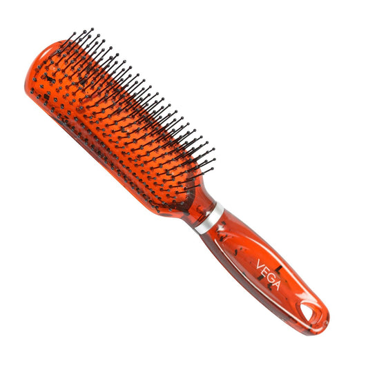 Vega Flat Brush with Tranparent Brown Colored Body and Black Bristles Beauty and Personal Care VEGA