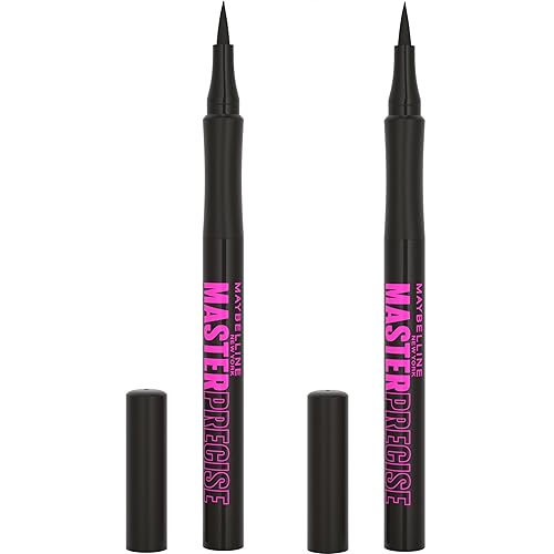 Maybelline Eyestudio Master Precise All Day Waterproof Liquid Eyeliner Makeup, Black, 2 Count (Packaging May Vary) Beauty & Personal Care MAYBELLINE