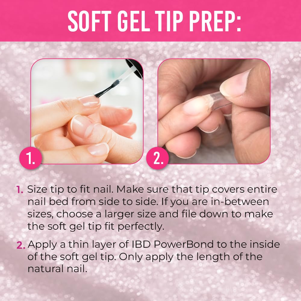 IBD Clear Soft Gel Nail Tips - Long Stiletto Shape, Pre-Etched Fake Nail Extensions for Durable, Lightweight Application, Acrylic Press On Nails, 504