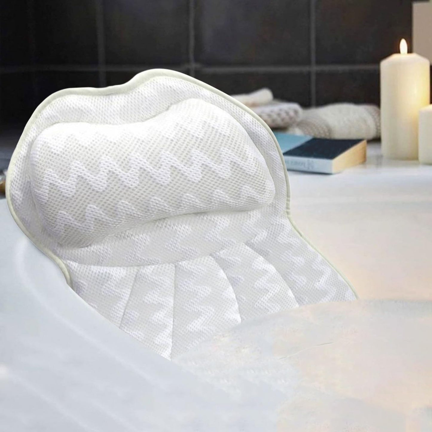 ulafbwur Bath Pillow Bathtub Pillow, Bathtub Pillow with 6 Suction Cups Hook Washable Ergonomic Air Mesh Non-Slip Neck Shoulder Back Support Thick Beauty and Personal Care ulafbwur
