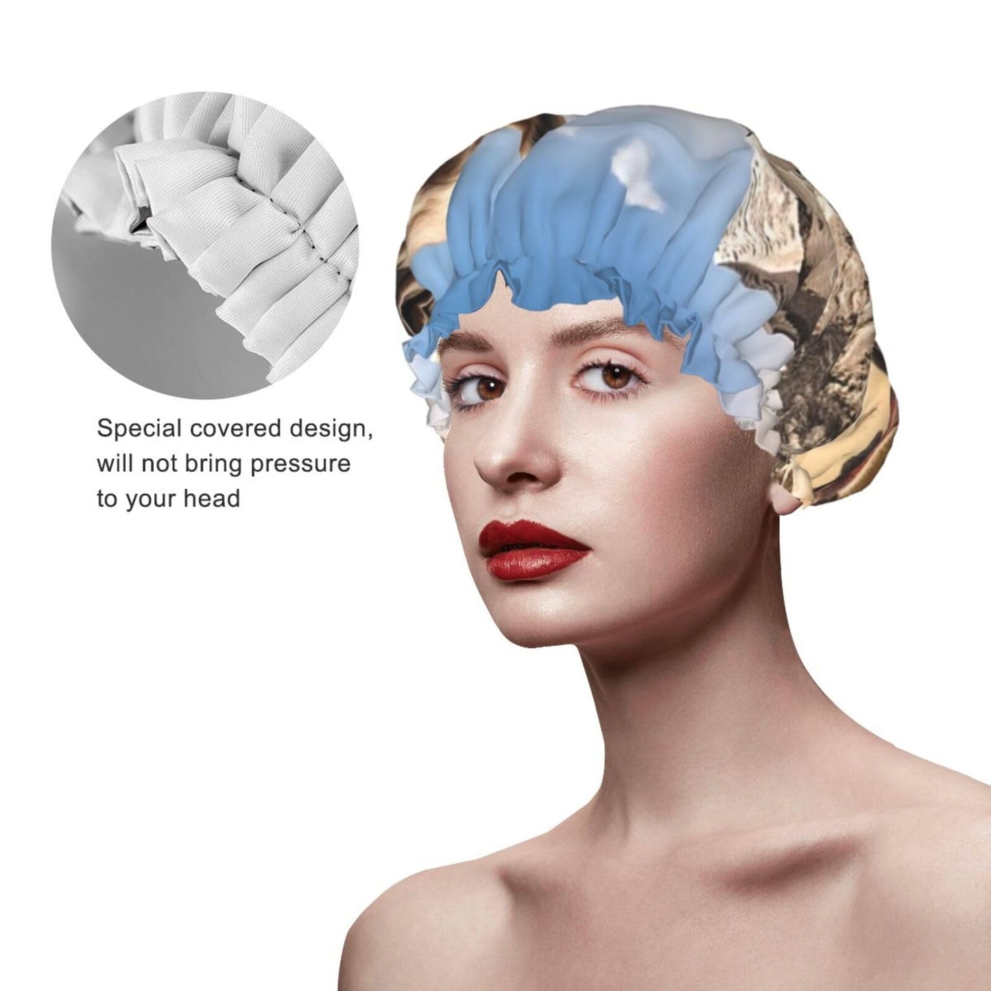 Pyramid Camel Shower Cap for Women Men Large Reusable Shower Bonnet Double-Layer Waterproof Bath Caps Elastic Band Hair Hat for All Hairstyles Beauty and Personal Care BWLHJKE