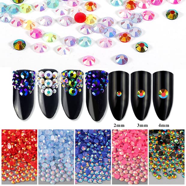 3000pcs Flatback Rhinestones for Crafts, Black AB Crystals Rhinestone, Resin Glitter Gems Nail Diamonds Rhinestones for Clothes Accessories DIY Beauty & Personal Care OEMOO