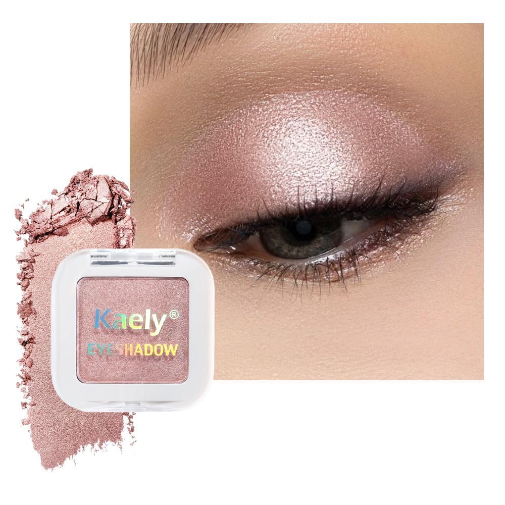 evpct Dusty Pink Champagne Single Eyeshadow Palette, Rose Gold Ice Pink Nude Glitter Cream Eye shadow Palette Singles Brightener Makeup for Older Beauty and Personal Care evpct
