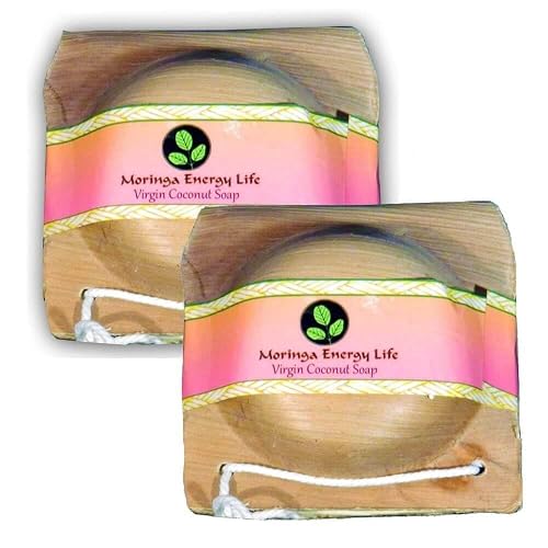 Moringa Oil and Virgin Coconut Oil Soap Bars 2-Pack 3.4 oz each. All natural ingredients to moisturize for cleansing the skin, face and body Beauty & Personal Care Moringa Energy Life