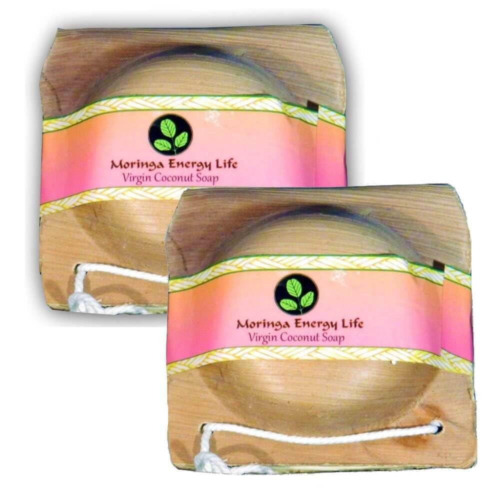 Moringa Oil and Virgin Coconut Oil Soap Bars 2-Pack 3.4 oz each. All natural ingredients to moisturize for cleansing the skin, face and body Beauty & Personal Care Moringa Energy Life