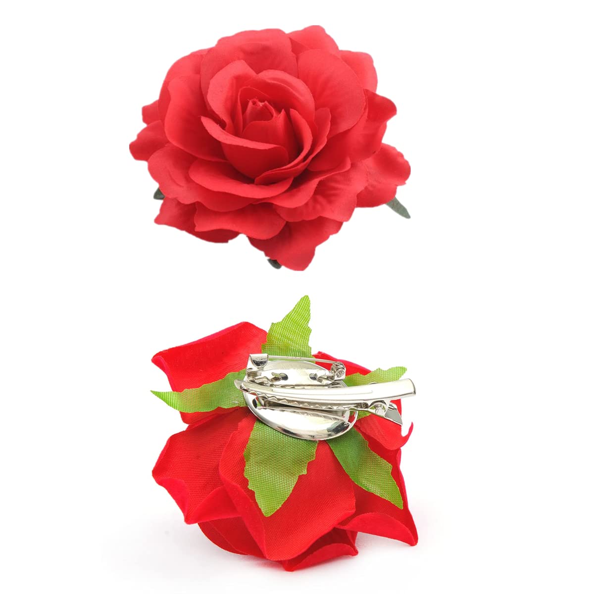 Rose Hair Clips, Floral Brooch Hair Accessories with Rose Flowers for Women, Wedding and Party Headpieces (Red) Beauty & Personal Care RUITASA