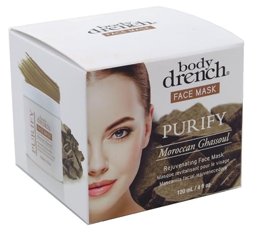 Body Drench Face Mask Purify Moroccan Ghassoul 4 Ounce Jar (120ml) (2 Pack) Beauty & Personal Care Body Drench