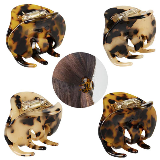 4 Pack 2.1 Inch Hair Claw Clips Tortoise Shell Cellulose Acetate Resin Hair Barrettes Medium French Design Hair Jaw Leopard Print Fashion Hair Styling Beauty & Personal Care BOUNIQ