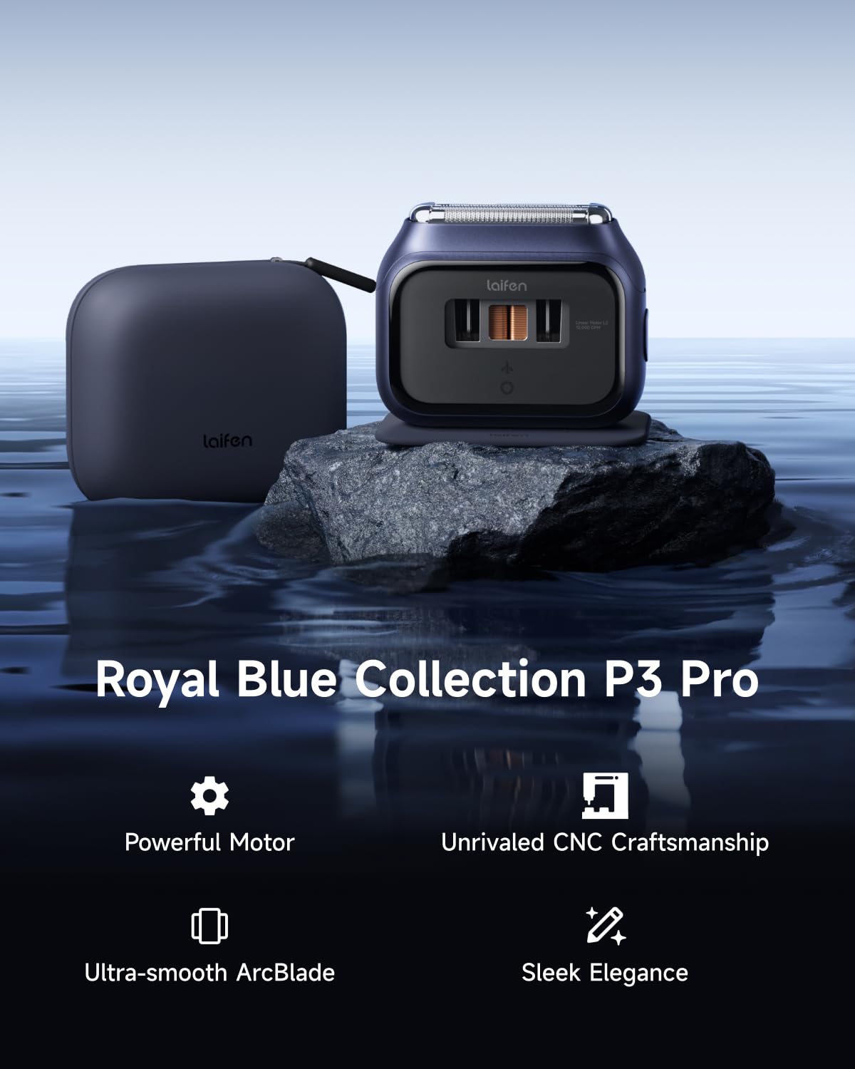 Laifen P3 Pro 3-Blade Electric Shaver Set - Includes P3 Pro Shaver, Travel Pod & Non-Slip Pad, Dual Linear Motors 12,000 Cuts/Min, 100-Min Runtime Beauty and Personal Care Laifen