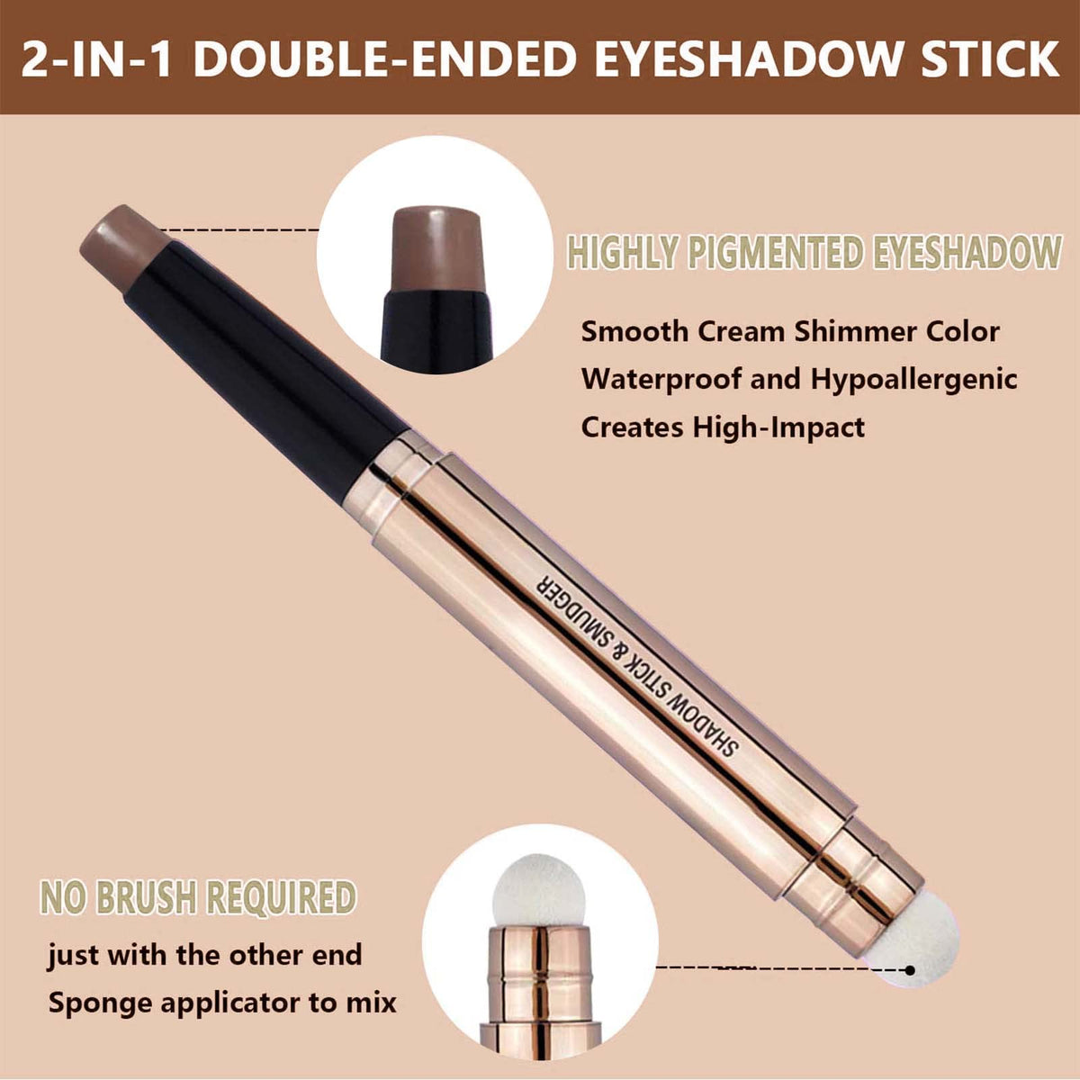 MAY FOLTREN Waterproof Hypoallergenic Eyeshadow Pencil in Bright Brown #17 Beauty & Personal Care MAY FOLTREN
