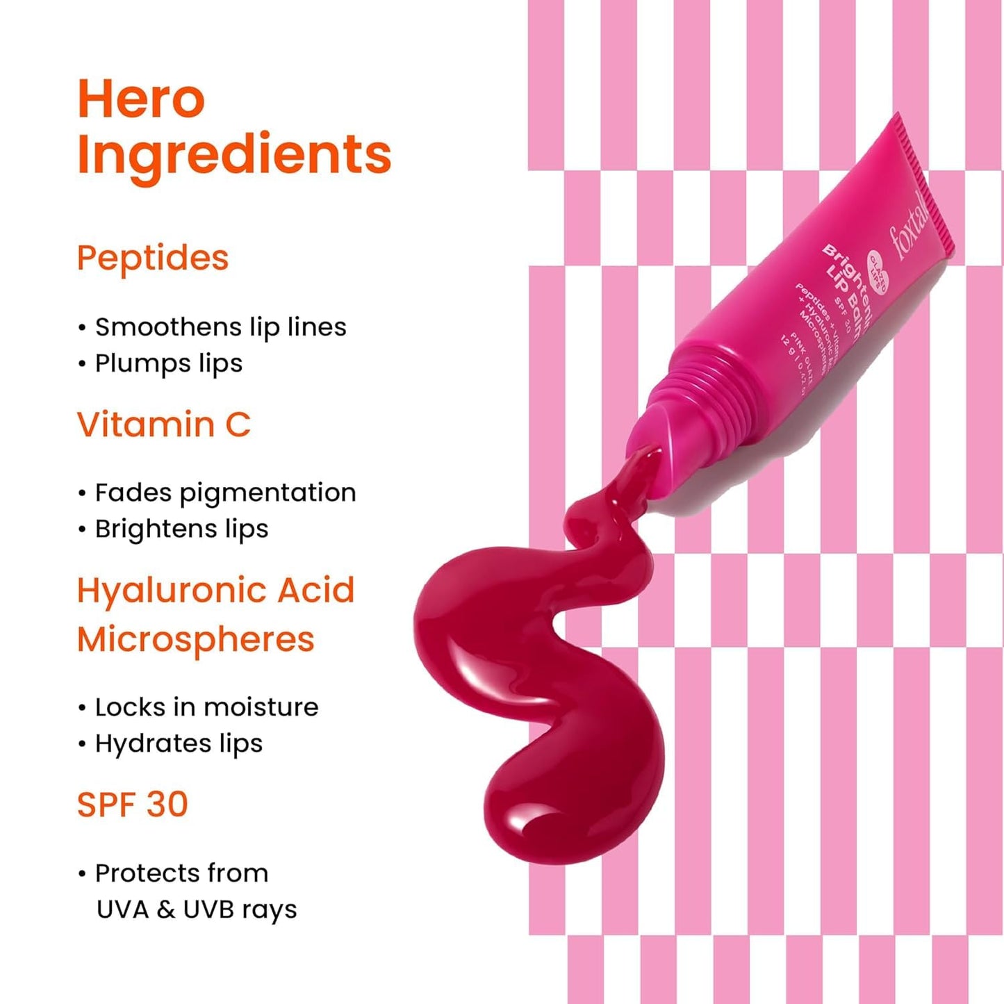 Foxtale SPF 30 Brightening Lip Balm for Dark Lips with Peptides & Vitamin C | Brightens | Hydrates | Tinted Lip Balm - Pink Glaze 12gm Beauty & Personal Care FoxTale