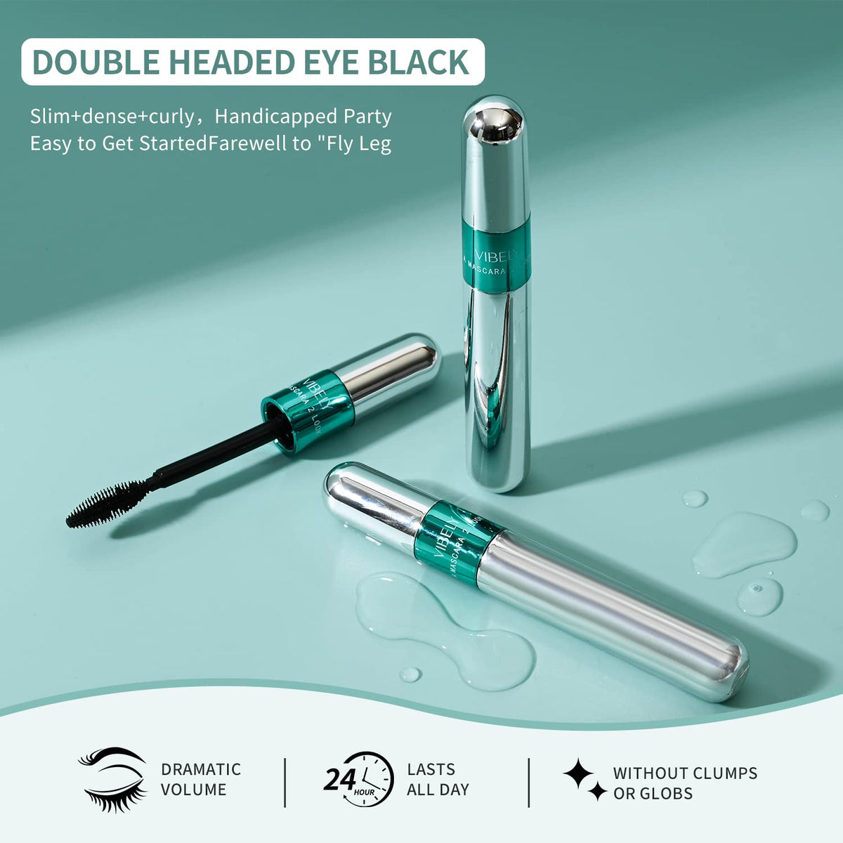 2 in 1 Mascara 5x Longer Waterproof Lash Cosmetics Natural Lengthening and Thickening Effect No Clumping Superstrong Magic 4d Silk Fiber for Vibely Beauty & Personal Care VIBELY
