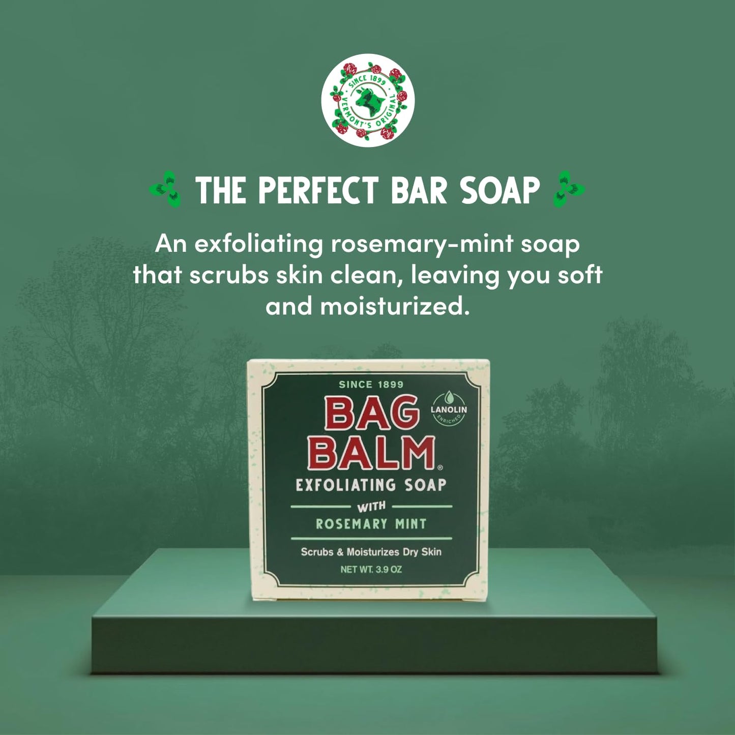 Bag Balm Vermont's Original Exfoliating Soap Bar, Body Soap Bars, Hand Soap Bar - Soap for Dry Skin - Rosemary Mint Scented Bars of Soap, Body Soap Beauty & Personal Care Bag Balm