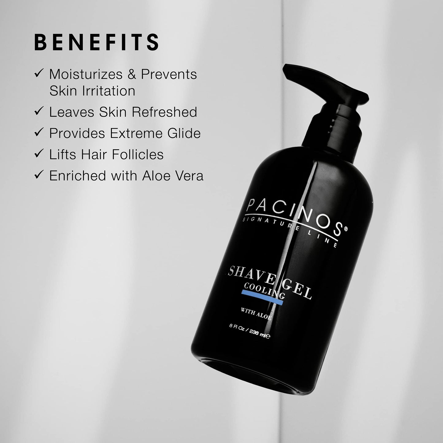 Pacinos Shave Gel - Cooling Gel with Aloe Vera - Moisturizing Mens Shaving Gel - 8 Fl. Oz Beauty & Personal Care Pacinos