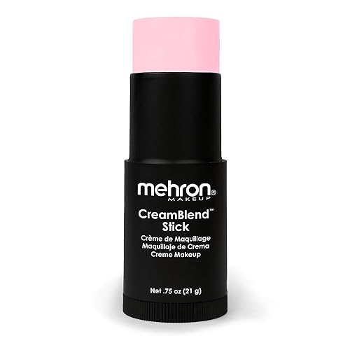 Mehron Makeup CreamBlend Stick | Face Paint, Body Paint, & Foundation Cream Makeup | Perfect for Halloween .75 oz (21 g) (Pastel Pink) | Made in the Beauty & Personal Care Mehron