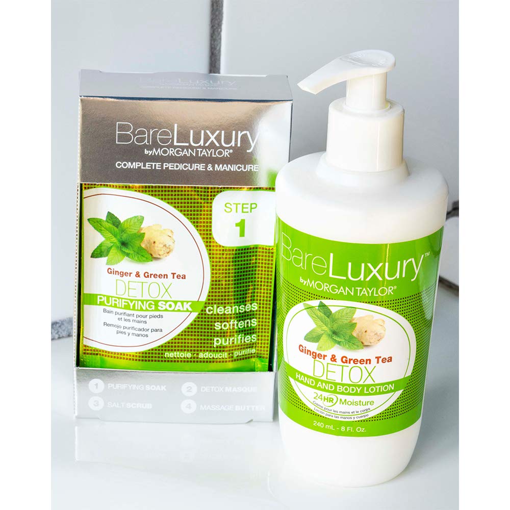 Morgan Taylor BareLuxury Detox Ginger & Green Tea Pump Lotion, 8 oz - Revitalizing & Purifying Lotion with Ginger & Green Tea Extracts for Clean Beauty & Personal Care Morgan Taylor