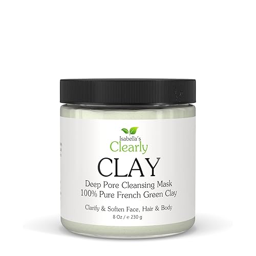 Clearly CLAY, Deep Pore Cleansing, Skin Softening Facial Mask | 100% Pure French Green Clay Powder for Acne, Blackheads, Dry Skin, Oily Skin | Non Beauty & Personal Care Isabella's Clearly