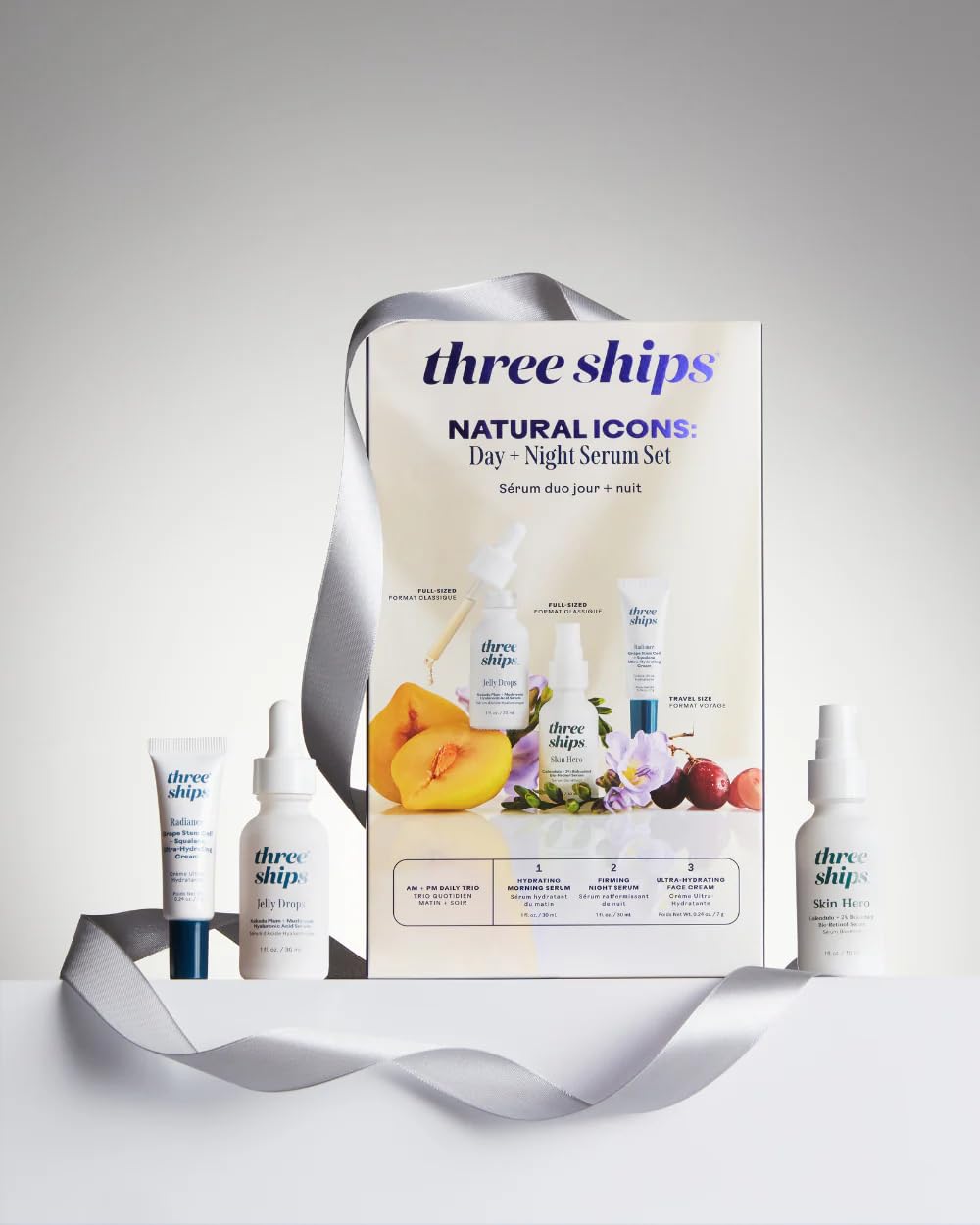 Three Ships - Natural Icons: Day + Night Serum Set | Hydrate, Smooth, Nourish Skin | Cruelty-Free, Vegan, Paraben-Free, Sensitive Skin Safe (3 Piece Beauty & Personal Care Three Ships