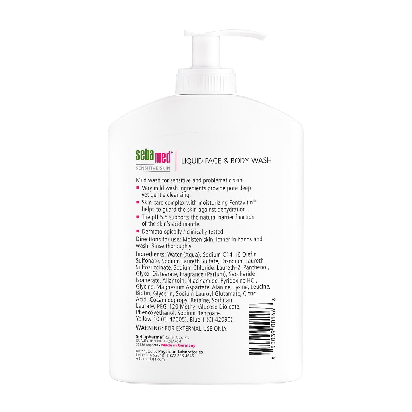 SEBAMED Paraben-Free Liquid Face and Body Wash with Pump pH 5.5 Dermatologist Recommended Mild Hydrating Cleanser for Sensitive Skin 13.5 Fluid Ounces Beauty & Personal Care SEBAMED