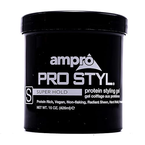 AmPro Pro Styl Protein Styling Gel - Curly Hair Gel for Men and Women - Soy Protein Strengthens Strands - Strong Hold, Frizz Control - 15 oz Beauty & Personal Care AmPro