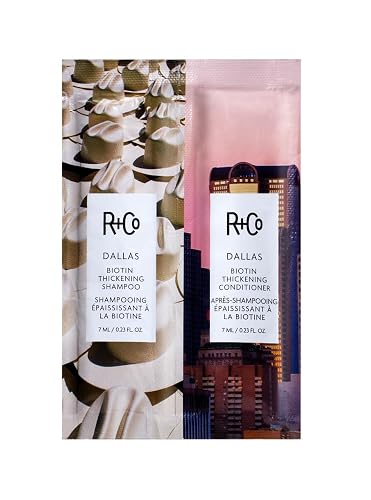 R+Co Dallas Biotin Thickening Shampoo + Conditioner Tandem Packette Kit | Thickens, Nourishes + Strengthens | Vegan + Cruelty-Free | 14 Ml Beauty & Personal Care R+Co