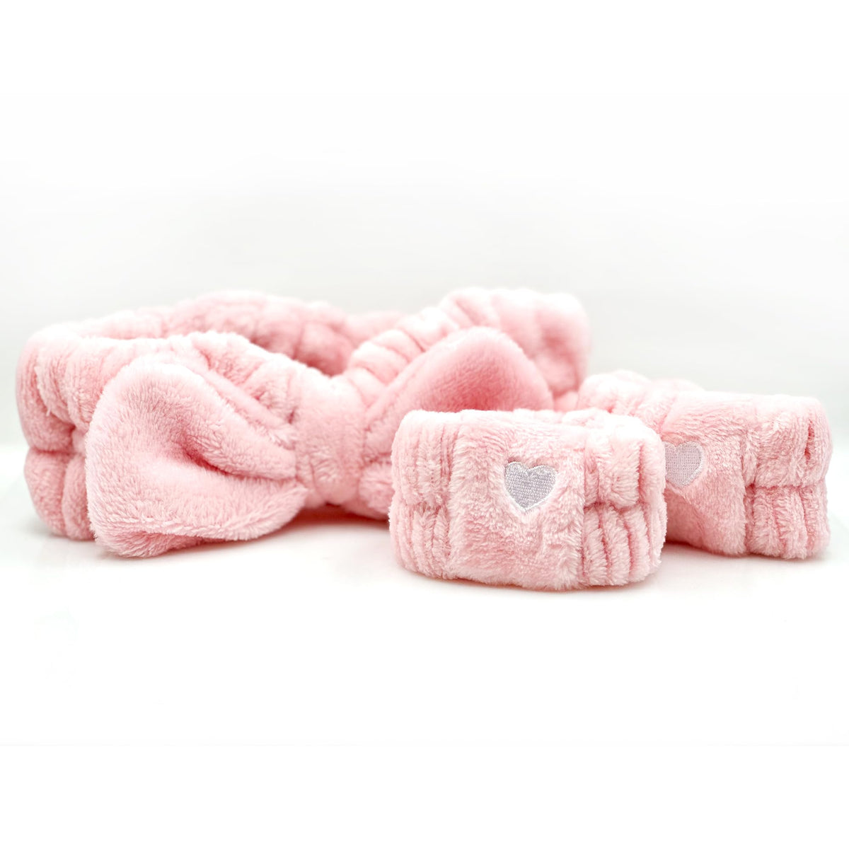 The Crème Shop Spa Teddy Headyband & Teddy Cuff Set, Spa Headband + Face Washing Wristbands, Absorbant & Soft
