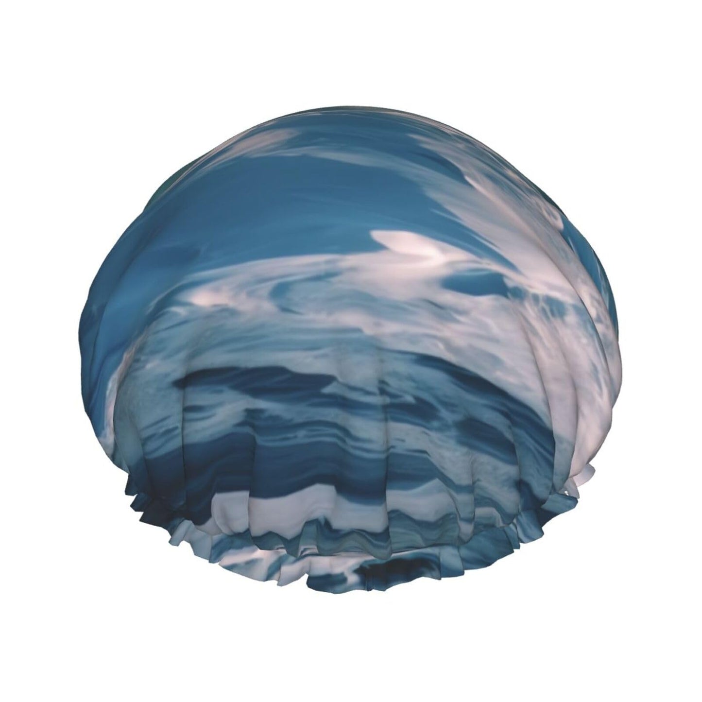 Ocean Waves Shower Cap for Women Men Large Reusable Shower Bonnet Double-Layer Waterproof Bath Caps Elastic Band Hair Hat for All Hairstyles Beauty and Personal Care BWLHJKE