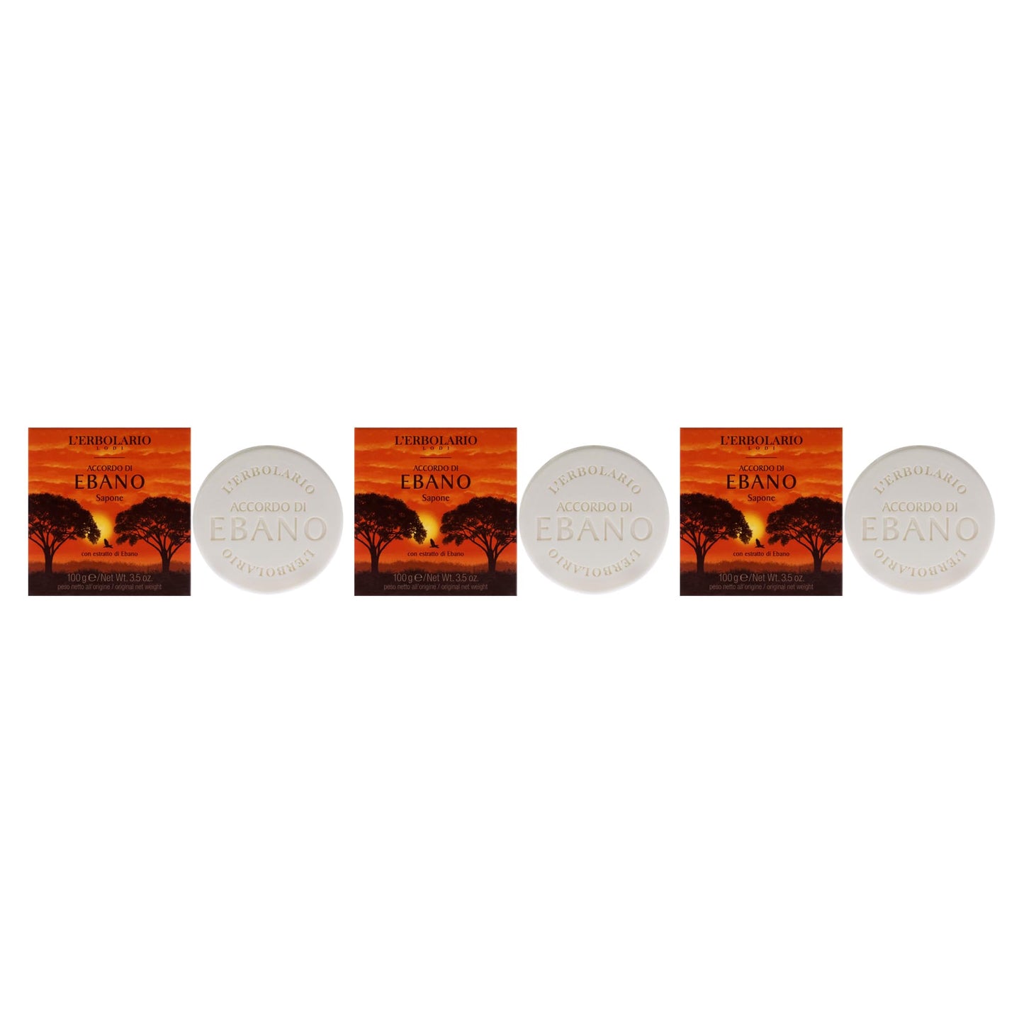 Soap - Notes of Ebony - Pack of 3 by LErbolario for Unisex - 3.5 oz Soap Beauty & Personal Care L'Erbolario