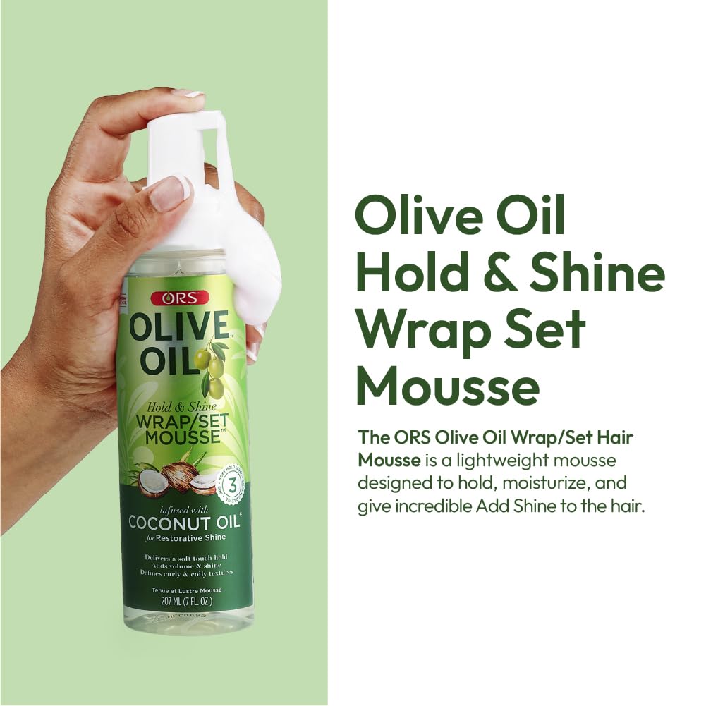 ORS Olive Oil Hold & Shine Wrap Set Mousse Infused with Coconut Oil for Restorative Shine 7 Ounce (Pack of 4) Beauty & Personal Care ORS
