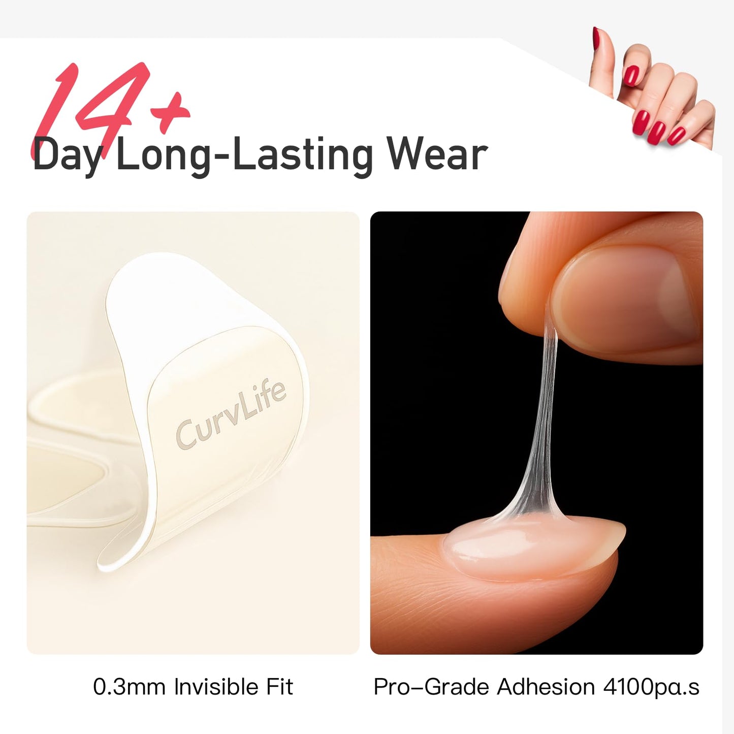 Curvlife CareHold Strong Hold Nail Adhesive Tabs for Valentine Press On Nails - 10 Sheets 240pcs 12 Sizes, 0.3mm Ultra Thin Waterproof Breathable Nail Beauty and Personal Care CurvLife