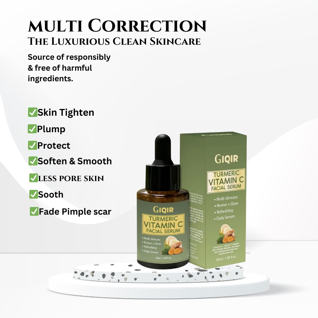 GIQIR Turmeric Vitamin C Facial Serum, Multi-Shine, Revive & Glow, 1.05 fl oz Beauty & Personal Care GIQIR